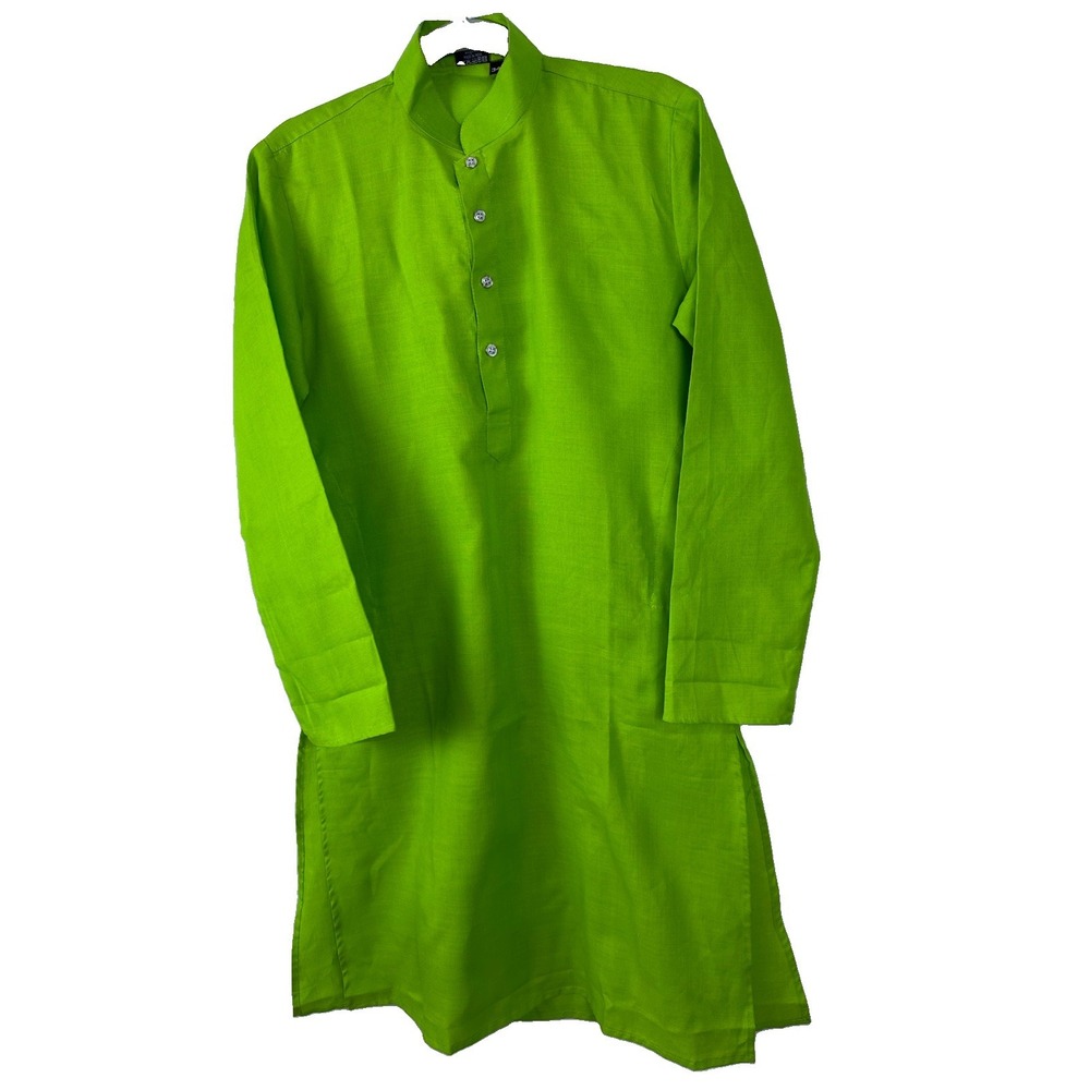 The Essential Indian Ethnic Short Kurta Lime/Neon Green Men's Sz (34) XS